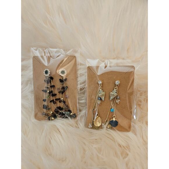 NEW Shells Beach Stones Fashion Dangle Earrings, 2 Pairs - Picture 2 of 6